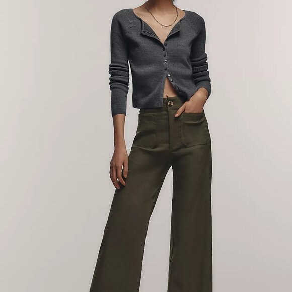 Maeve Pants - Anthropologie The Colette Linen Crop Wide-Leg Pants